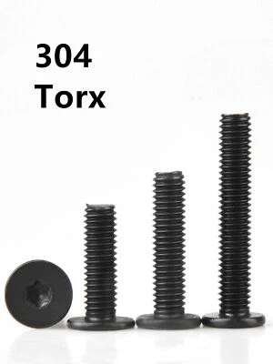 Tornillos de cabeza plana ultrafinos de zócalo Torx negro 304 M2 M3 M4 M5 M6 Foto 1 de 4