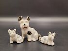 Westie Terrier Figurines 3 Mother Pups Porcelain Ceramic White Black