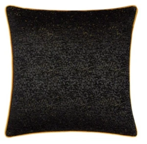 Pair Of Paoletti  Galaxy Chenille Piped Cushions Cover Black / Orange Piping - Picture 1 of 5