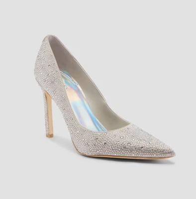 EMBELLISHED FORMAL EVENING PUMPS TAUPE GRAY Heels Shoes SZ 9 MED - Image 1 of 4