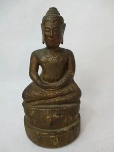 Antico Buddha asiatico in legno intagliato  - Foto 1 di 12
