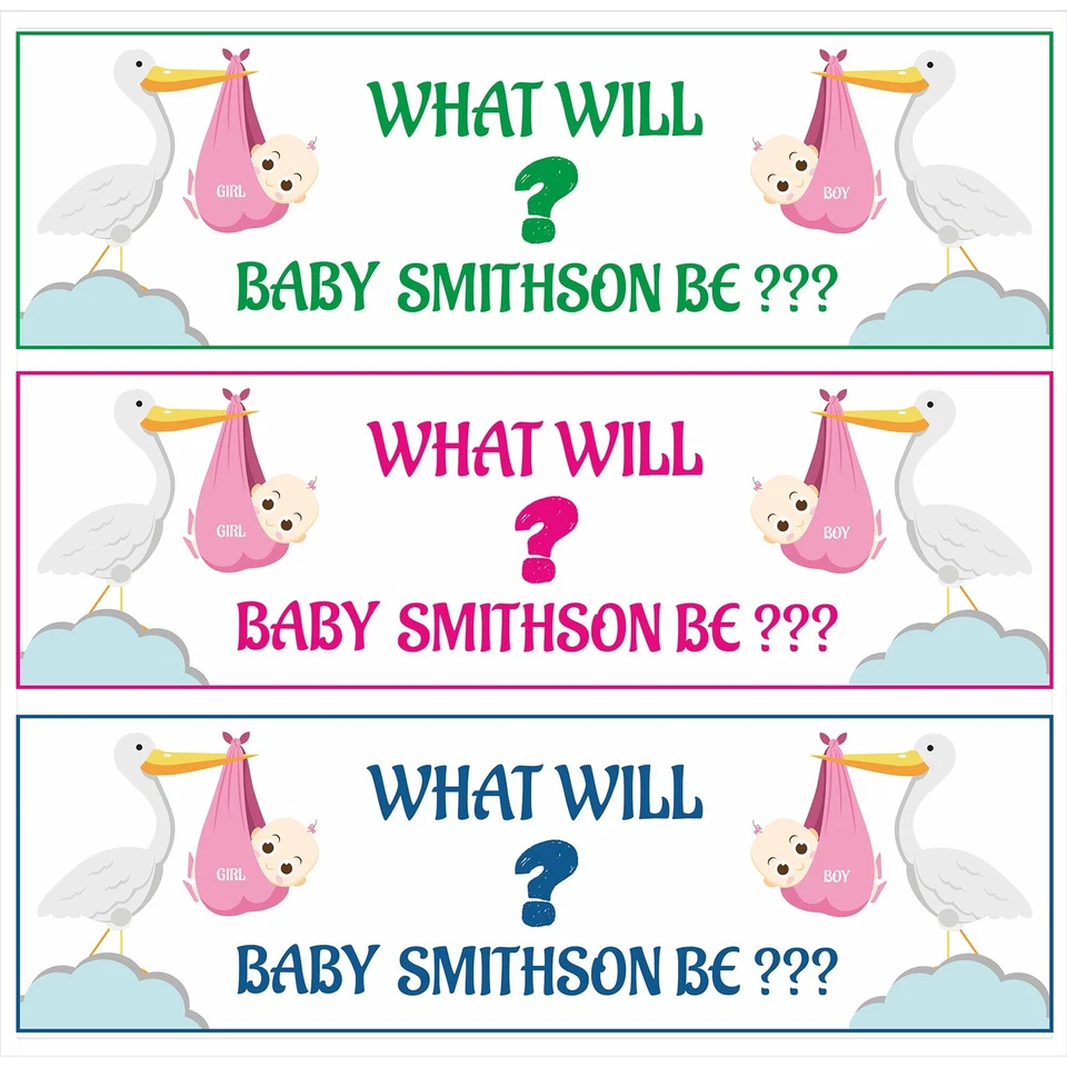 2 x Banner Personalizado Revelación de Género - Niño o Niña Baby Shower Fiesta Decoración Foto 1 de 4