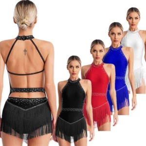 Mujer Mamelucos Borla Body Gimnasia Baile Leotardo Halter Mono Tango - Imagen 1 de 46