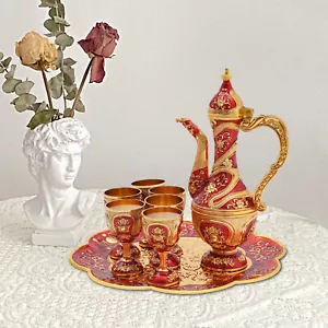 Turkish Tea Set, Vintage Turkish Teapot Set with 6 Coffee Cup and Tea Tray Decor - Picture 1 of 21