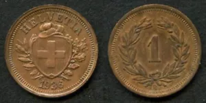 Beautiful 1936B Bronze Coin Swiss Confederation Switzerland One Rappen XF+ - Picture 1 of 1