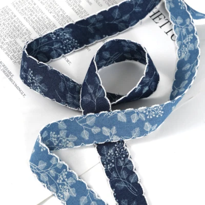 DIY Denim Floral Edging Ribbon Trimming Sewing Printed Tape Bias Trims Retro - Image 1 of 4