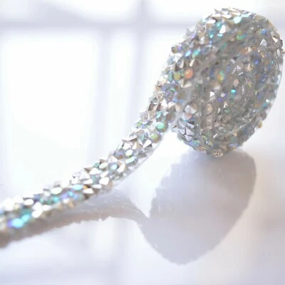 Rhinestone Wedding Cake Card Sparkly Trim Costume Craft DIY Diamante Wrap Ribbon - Image 1 of 4