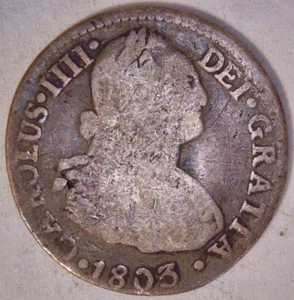 1803 - 2 Reales - Spanish Colonial, Lima, Peru - SILVER - Charles IV - Treasure - Picture 1 of 3