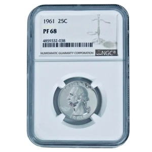 1961 Washington Quarter 25c 25 Cent Coin NGC PF 68 Proof Silver - Picture 1 of 5