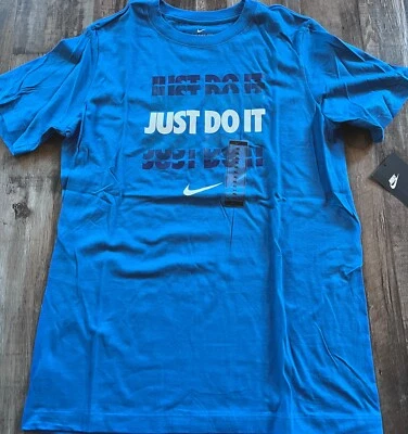 NWT Nike Boys YXL Blue/White JUST DO IT Shirt XL - Image 1 of 2