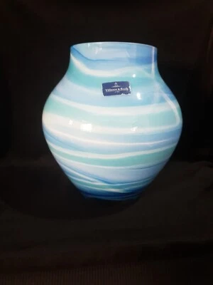 Vintage Villeroy And Boch Swirl Blue Vase Large — 第 1/4 张图片
