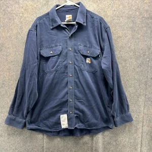 Carhartt FR Shirt Mens Large Blue Flame Resistant Long Sleeve Workwear 29420 - Picture 1 of 11