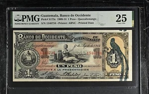 Guatemala Banco de Occidente 1 Peso 1909-1914 P#S173c .VERY FINE - Bild 1 von 2