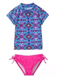NWT Gymboree Girl Rash Guard Pink Ikat Swimsuit 4 5 6 7 8 10 12 - Picture 1 of 1