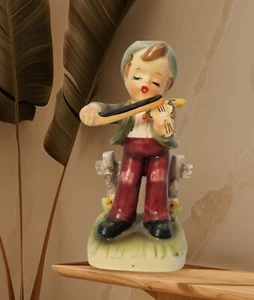 Vintage Figurine from Japan of Little Boy Playing the Violin 5" - Picture 1 of 5
