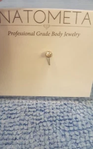 Anatometal C.Z. White Gold Threadless End Nose Screw 25 Gauge 2.5 MM New Sealed  - Picture 1 of 3