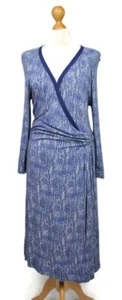 Crew Clothing Co. blau und marineblau Wickel Jersey Kleid Größe 12 Smart Freizeit - Bild 1 von 15