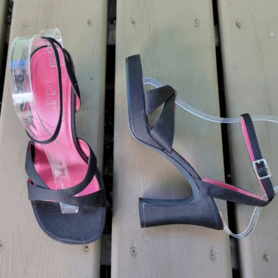 Sandalias de plataforma de tacón grueso con hebilla y tiras negras Mudd Bratz vintage años 90 y2k 6,5 Foto 1 de 4