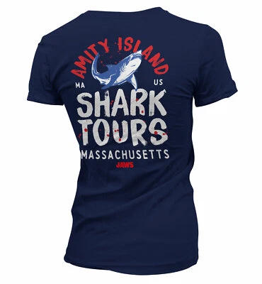 Camiseta para mujer con licencia oficial Jaws - Amity Island Shark Tours tallas S-XXL Foto 1 de 3