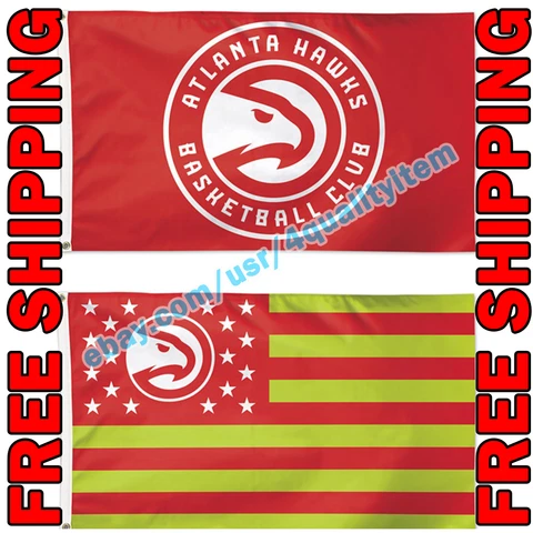 Deluxe Atlanta Hawks Logo USA Stars Stripes Flag Banner 3x5 ft NBA Fan 2021 NEW Cover