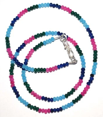 Collana Con Perle Rotonde In Giada Multi 3-4 Mm In Argento 925 16" - Immagine 1 di 4