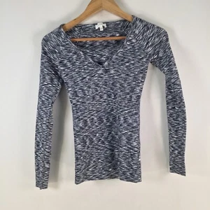 Kookai womens top 0 aus 6-8 blue marle long sleeve crepe stretch 105196 - Picture 1 of 9