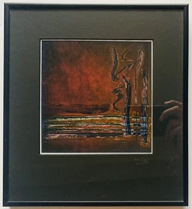 Estampado expresionismo abstracto vintage SC Hicks “Red Shift” firmado edición limitada - Imagen 1 de 14