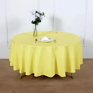 Yellow 90" ROUND POLYESTER TABLECLOTH Wedding Party Tabletop Supplies Dinner - Picture 1 of 8