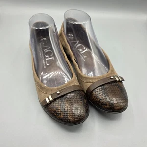 AGL Ballerinas Damen 38 braun Wildleder Schlangenmuster Leder Cap Toe Stretch Schuhe - Bild 1 von 14