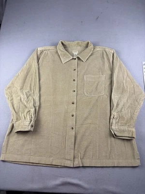 LL Bean Shirt Women’s Size 3XL Brown Corduroy Button Up Thick Outdoors Hiking - Image 1 of 4