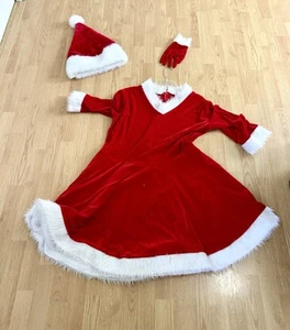 Costume Christmas outfit Mrs Santa clause lot 3 dress/hat/glove size 3X velvet - Picture 1 of 6