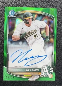 2025 BOWMAN CHROME PROSPECT NICK KURTZ GREEN LAVA REFRACTOR AUTO #/99 RC - Picture 1 of 6