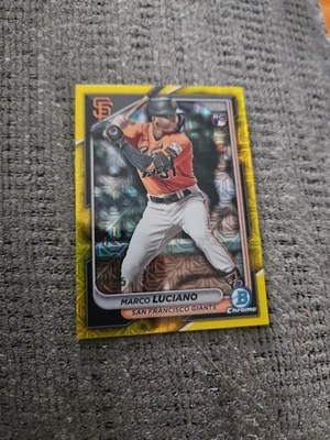 2024 Bowman - Marco Luciano #18 Chrome Yellow Mojo Refractor /75 (RC) - Image 1 of 2