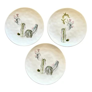 Cactus Salad Plates, Set Of 3 World Market Succulent White - Cactus Icon - Picture 1 of 7