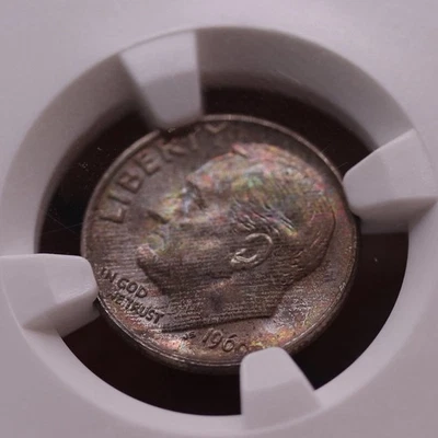 1960 Roosevelt Dime NGC MS66 • Toned - Image 1 of 4