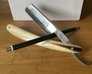 Wacker Rasiermesser "Special Razor" 6/8" mit OVP NOS Büffelhorn Griffschalen - Bild 1 von 7