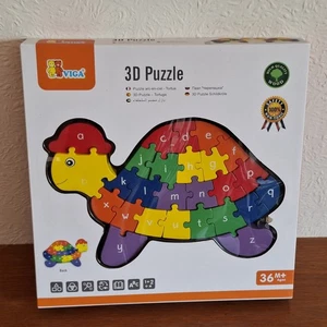 Viga Wooden Alphabet & Numbers Double Sided Puzzle Age 36 Months+ Damaged Pkg - Picture 1 of 18