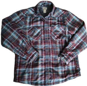 Men's Katahdin Performance Flannel Shirt Jacket Hi-Pile Fleece Lined Plaid Sz M - Picture 1 of 19