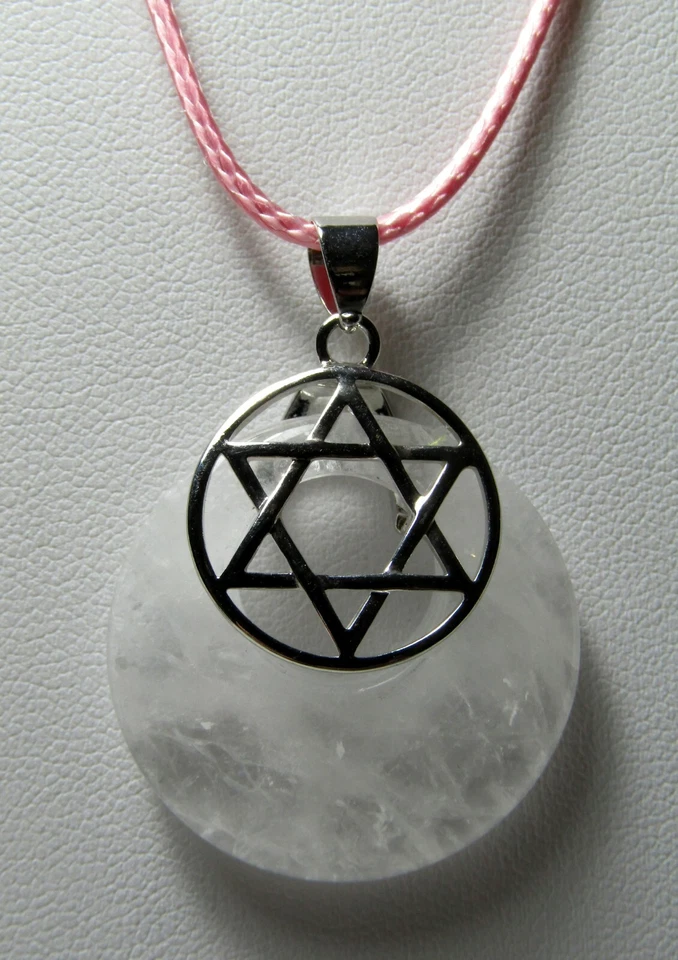 COLGANTE ESTRELLA DE DAVID SOBRE CUARZO NATURAL  - Imagen 1 de 3