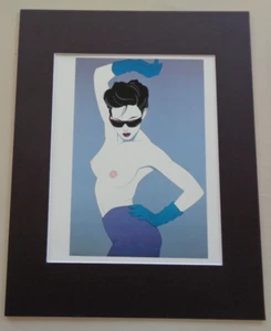1980's Artist Patrick Nagel Art Print Nude Naked Dancing Lady Black Sunglasses - Picture 1 of 5