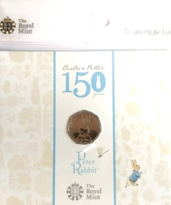 Peter Rabbit Celebrating 150 Years Of Beatrix Potter 50p Coin 2017 Sealed - Picture 1 of 3