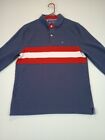 Tommy Hilfiger Shirt Men's Medium Multicolor Long Sleeve Polo Striped Custom Fit