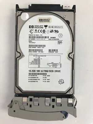 HP P1166A 18.2GB SCSI HARD DRIVE WITH TRAY 10K ULTRA3 P1166-60000 P1166-63001 - Image 1 of 4