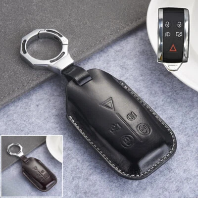 For Jaguar XF XK XKR XFR S-Type Genuine Leather Car Smart Key Fob Case Cover Bag Foto 1 de 4