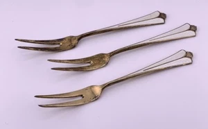 Vintage David Norway Sterling Enamel Gold Wash 4 1/4" Olive Forks (3) 27.9G - Picture 1 of 6