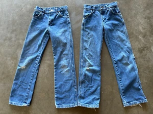 2 lot Wrangler Jeans Youth Boys 10 Slim Denim Cowboy Cut Original Fit 13MWZBP - Picture 1 of 4