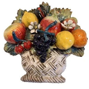 Perconte Ceramiche Sciacca Italien Obstkorb Wandrelief Majolika. TOP - Bild 1 von 20