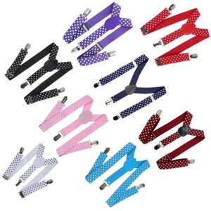 Polka Dot Kostüm verstellbar Unisex Hose Träger Hosenträger zum Anklemmen - Bild 1 von 17