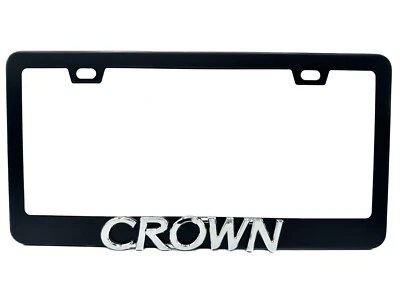 BLACK License Plate Frame Logo Stainless Steel for CROWN with Chrome Logo - Image 1 of 4