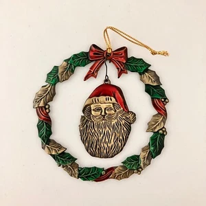 Vintage RUSS ERBSTÜCK SAMMLUNG WEIHNACHTSMANN IM KRANZ WEIHNACHTSORNAMENT mit Paket - Bild 1 von 6